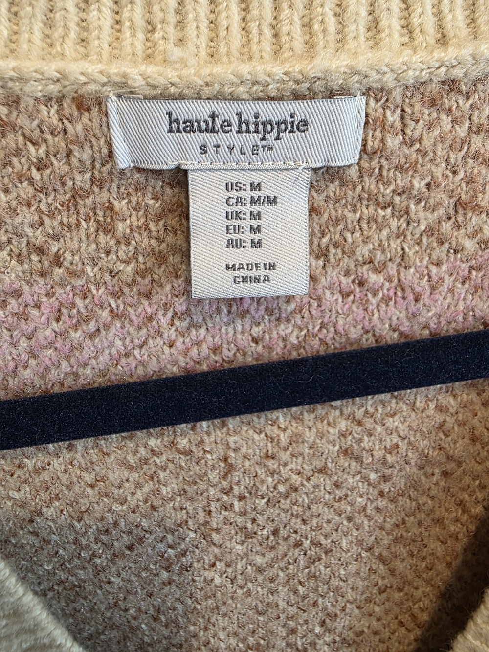 Haute Hippie Cream Cardigan with Pink & Brown Horse Intarsia - Picture 3 of 6